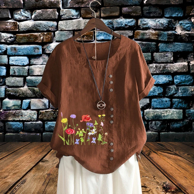 Новые женские повседневные льняные рубашки, летние дышащие футболки с круглым вырезом и красивым цветочным принтом, свободные топы с корот...
Новые женские повседневные льняные рубашки, летние дышащие футболки с круглым вырезом и красивым цветочным принтом, свободные топы с корот...