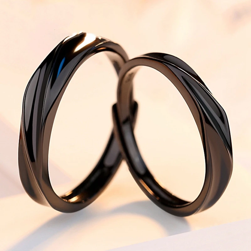 Pure 925 Sterling Silver Ring Black Couple Rings For Lovers Women Men Wedding Party Adjustable Anillos Jewelry Accessories
Pure 925 Sterling Silver Ring Black Couple Rings For Lovers Women Men Wedding Party Adjustable Anillos Jewelry Accessories