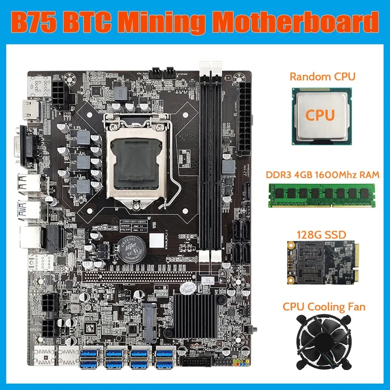 B75 USB BTC Mining Motherboard+CPU+Fan+DDR3 4GB 1600Mhz RAM+128G MSATA SSD LGA1155 8XPCIE To USB B75 BTC Motherboard
B75 USB BTC Mining Motherboard+CPU+Fan+DDR3 4GB 1600Mhz RAM+128G MSATA SSD LGA1155 8XPCIE To USB B75 BTC Motherboard