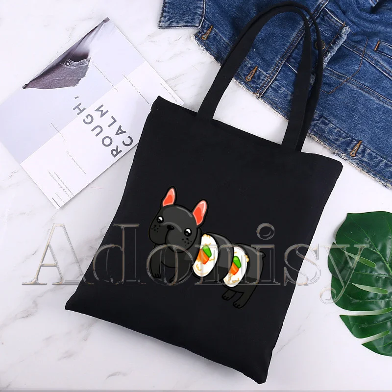 French Bulldog Cute Cartoon Black Canvas Bag Harajuku Shopper Bag Fashion Casual Summer Shoulder Bags
French Bulldog Cute Cartoon Black Canvas Bag Harajuku Shopper Bag Fashion Casual Summer Shoulder Bags