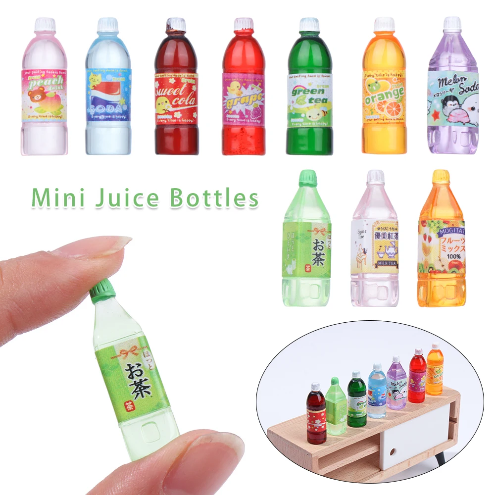 

10 Styles Mini Juice Bottles ob11 Model Dollhouse Miniature Food Drink Bottle Dolls Accessory Simulation Drinks Miniatures Decor
