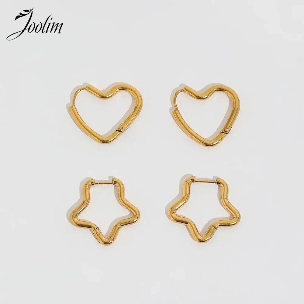 

Joolim High End PVD Plated Non Tarnish Sweety Simple Pentagram Huggie Earring Gift For Women Stainless Steel Jewelry Wholesale