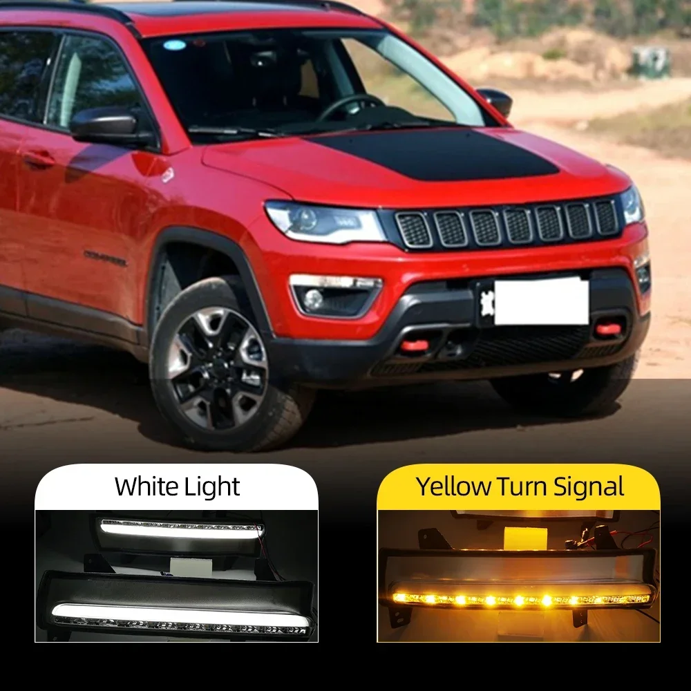 Новинка! Дневная подсветка для Jeep Compass 2017 2018 2019 2020 динамический желтый сигнал