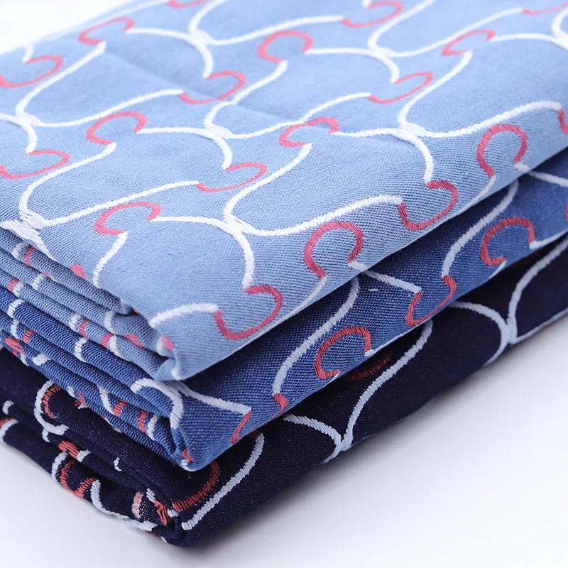 Red and white jacquard washed denim clothing fabric high-end DIY clothing fabric
Red and white jacquard washed denim clothing fabric high-end DIY clothing fabric