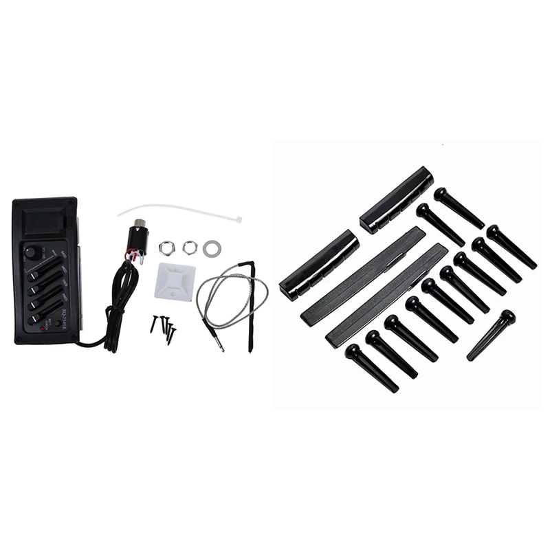 1 Set Guitar Preamp Amplifier Equalizer EQ 4-Band EQ Preamp & 2 Sets Acoustic Guitar Bridge Pins/Saddle/Nut Black
1 Set Guitar Preamp Amplifier Equalizer EQ 4-Band EQ Preamp & 2 Sets Acoustic Guitar Bridge Pins/Saddle/Nut Black