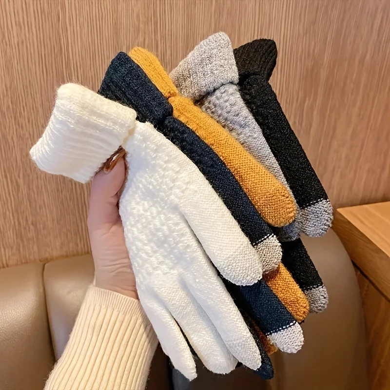1Pairs Knit Thermal Winter Gloves, Solid Color Touch Screen Thickened Sports Gloves for Cycling Hiking
1Pairs Knit Thermal Winter Gloves, Solid Color Touch Screen Thickened Sports Gloves for Cycling Hiking