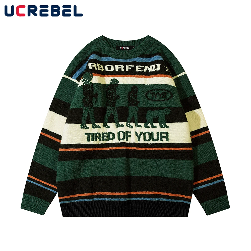 Мужской свитер в стиле ретро с надписью, Свободный Повседневный вязаный свитер с длинным рукавом, уличная одежда на осень и зиму, пуловер с ц... 
Мужской свитер в стиле ретро с надписью, Свободный Повседневный вязаный свитер с длинным рукавом, уличная одежда на осень и зиму, пуловер с ц...