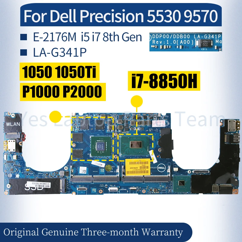 LA-G341P для Dell Precision 5530 9570, материнская плата для ноутбука, LA-G341P 0F3DC8 0WN7RX E-2176M i5 i7, 8 поколения, 1050Ti, материнская плата для ноутбука
LA-G341P для Dell Precision 5530 9570, материнская плата для ноутбука, LA-G341P 0F3DC8 0WN7RX E-2176M i5 i7, 8 поколения, 1050Ti, материнская плата для ноутбука