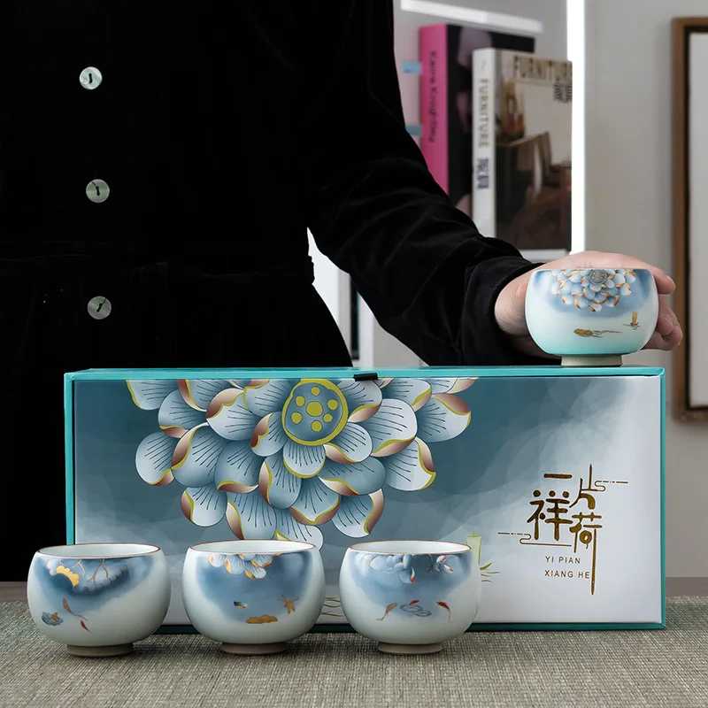 Ru Ware Tea Cup Ceramic Kung Fu Tea Cup Single Master Cup Ru-Porcelain Gracked Glaze 4 Bei Tao Zhuang Gifts Ceremonial Cup
Ru Ware Tea Cup Ceramic Kung Fu Tea Cup Single Master Cup Ru-Porcelain Gracked Glaze 4 Bei Tao Zhuang Gifts Ceremonial Cup