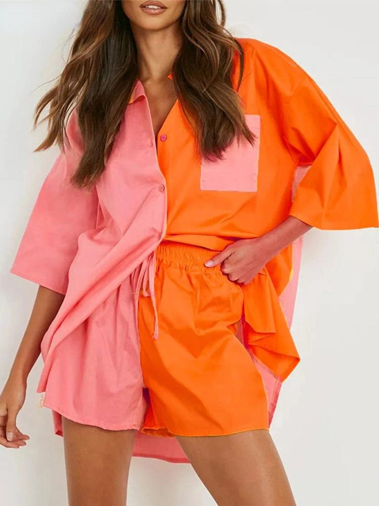 Women Cotton Shirt Shorts Two Piece Sets Long Sleeve Top Mini Shorts Suit Female 2022 Summer Lady Casual Suits
Women Cotton Shirt Shorts Two Piece Sets Long Sleeve Top Mini Shorts Suit Female 2022 Summer Lady Casual Suits