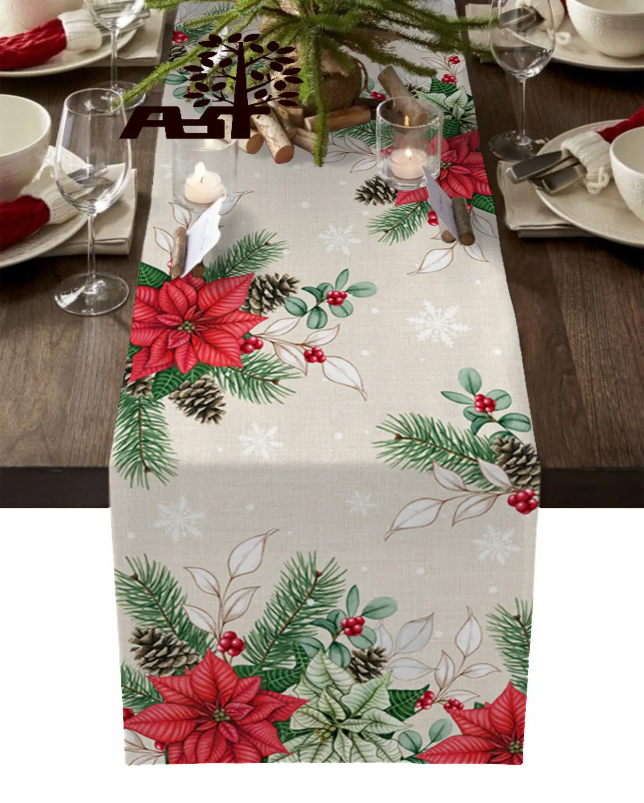 Christmas Winter Poinsettia Fir Tree Berries Table Runner Wedding Table Decoration Coffee Table Kitchen Table Cloth Table Cover
Christmas Winter Poinsettia Fir Tree Berries Table Runner Wedding Table Decoration Coffee Table Kitchen Table Cloth Table Cover