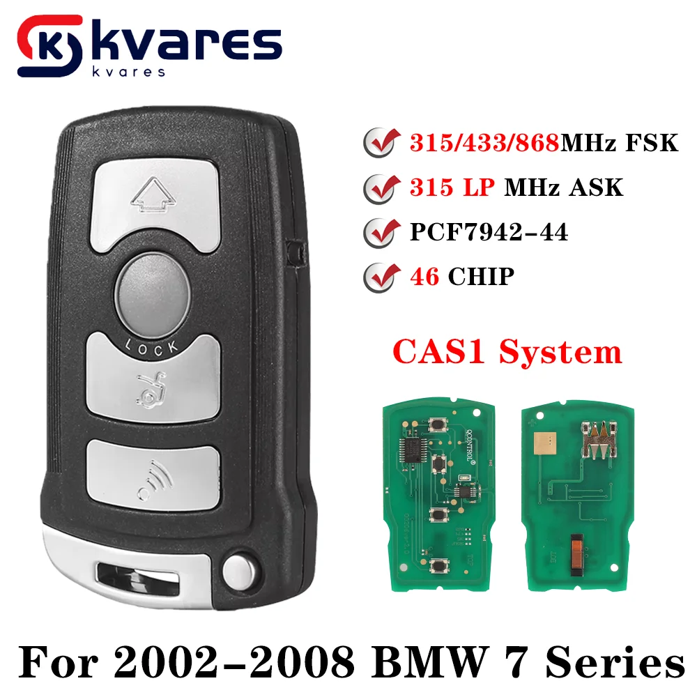 KVARES для BMW 7 серии E65 E66 E38 E39 CAS1, 4-кнопочный пульт дистанционного управления, автомобильный брелок 315 МГц, 433 МГц, 868 МГц, ID7944 LX8766S LX8766S
KVARES для BMW 7 серии E65 E66 E38 E39 CAS1, 4-кнопочный пульт дистанционного управления, автомобильный брелок 315 МГц, 433 МГц, 868 МГц, ID7944 LX8766S LX8766S