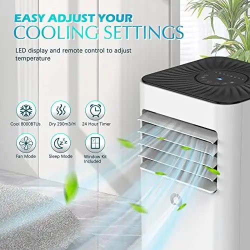 Conditioner, 8000 BTU Portable Air Conditioner, 3-in-1 AC Unit with Fan & Dehumidifier Cools up to 300 sq. ft, portable ac u Ipt
Conditioner, 8000 BTU Portable Air Conditioner, 3-in-1 AC Unit with Fan & Dehumidifier Cools up to 300 sq. ft, portable ac u Ipt