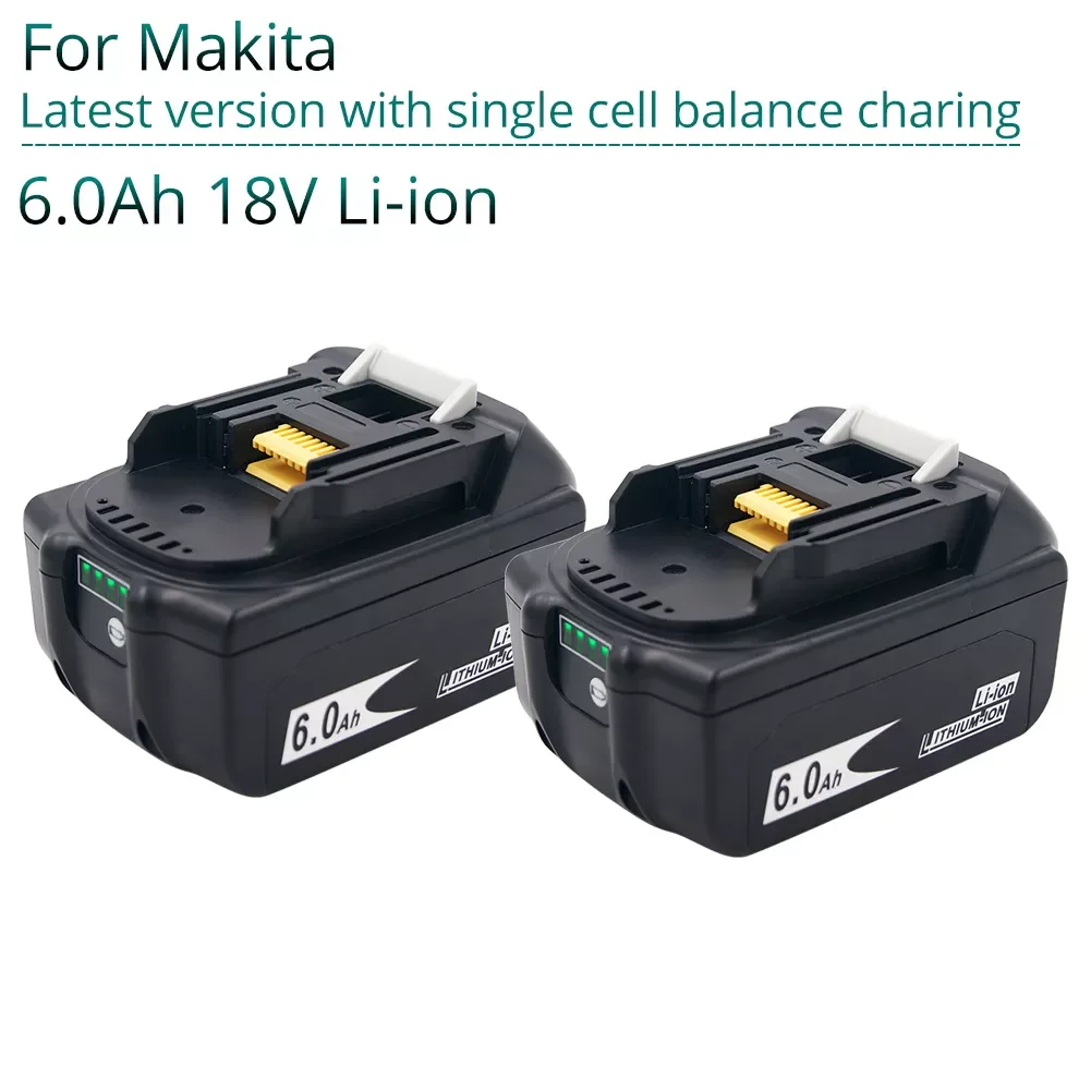 2PCS Newest Version BL1860 18V 6000mAh Li ion Rechargeable Battery for Makita Battery 18 V BL1830 BL1840 BL1850 BL1860B BL1860
2PCS Newest Version BL1860 18V 6000mAh Li ion Rechargeable Battery for Makita Battery 18 V BL1830 BL1840 BL1850 BL1860B BL1860