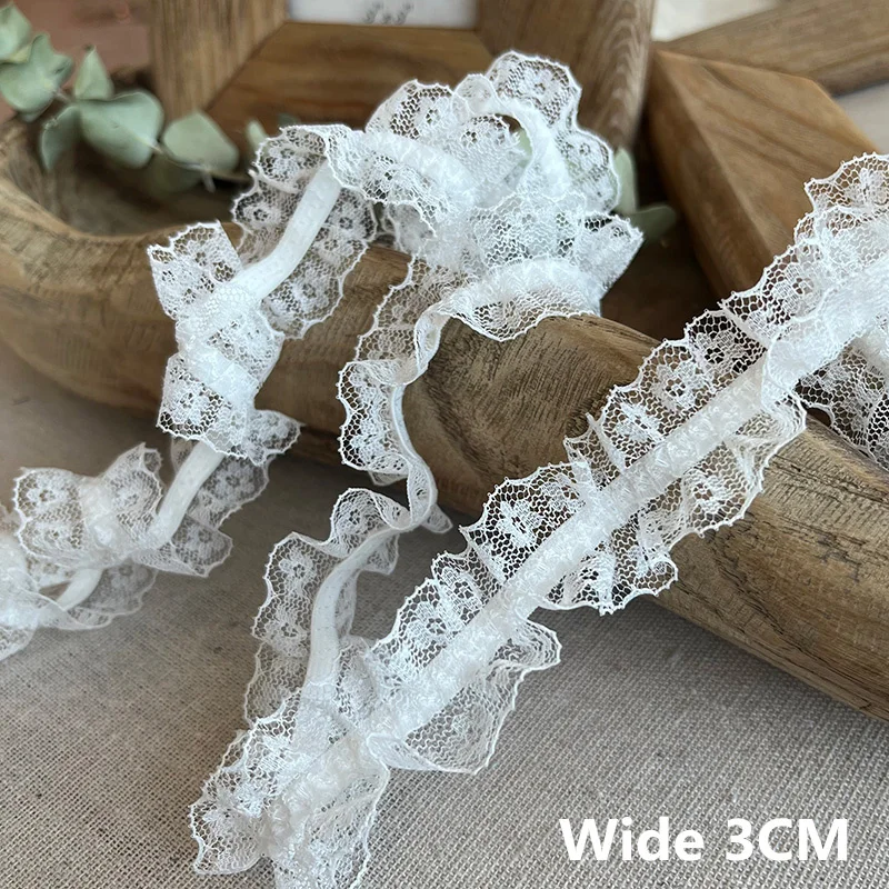 3CM Wide White Mesh Embroidery Stretch Lace Fabric Elastic Ruffle Trim Fold Lolita Dolls Dress Collar DIY Sewing Guipure Decor
3CM Wide White Mesh Embroidery Stretch Lace Fabric Elastic Ruffle Trim Fold Lolita Dolls Dress Collar DIY Sewing Guipure Decor
