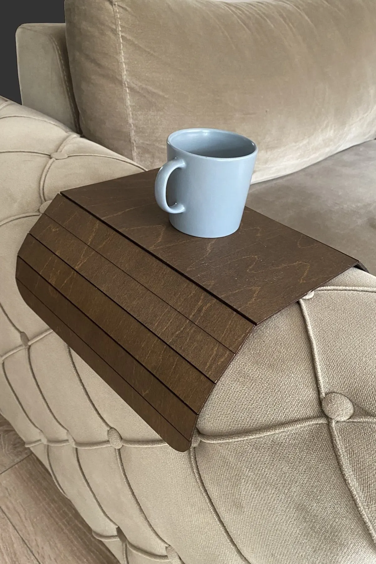 Декоративный деревянный поднос для дивана из березы кофейно-Карамельно-черного