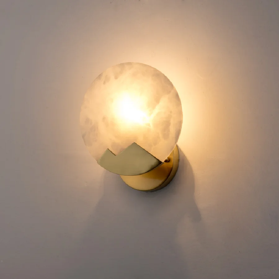 

Современный круглый мраморный креативный настенный светильник, комнатный коридор, декоративный светодиодный светильник E14, настенная ламп...