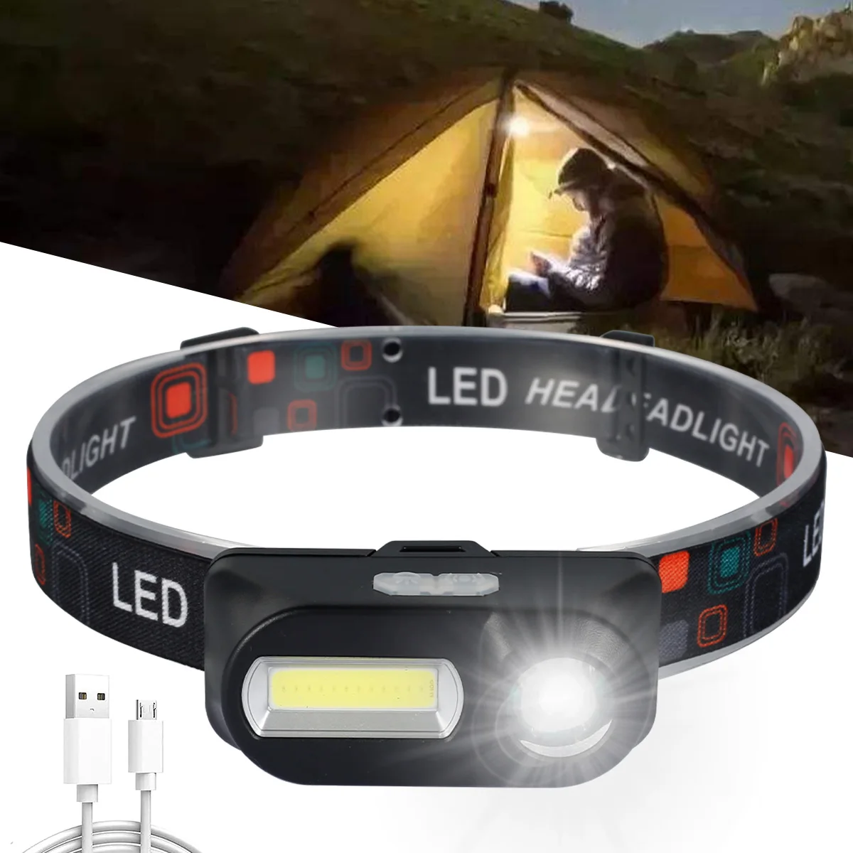 New USB Rechargeable Headlamp COB+XPE Headlight IP65 Waterproof LED Head Torch Light with 6 Lighting Modes Head Flashlight with
New USB Rechargeable Headlamp COB+XPE Headlight IP65 Waterproof LED Head Torch Light with 6 Lighting Modes Head Flashlight with