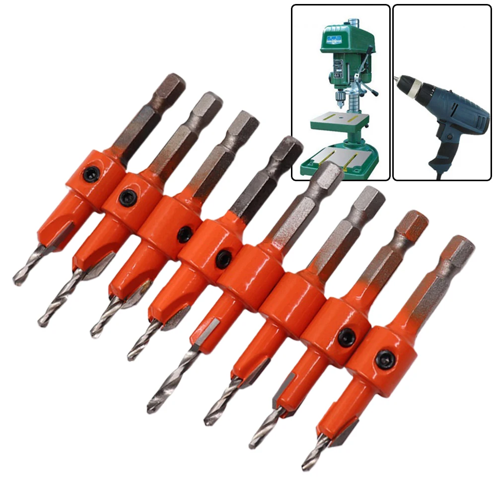 8PCS Counter Sink Drill Bit With 1/4" Hex Shank Quick Change For House Construction Work High Hardness Portable
8PCS Counter Sink Drill Bit With 1/4" Hex Shank Quick Change For House Construction Work High Hardness Portable