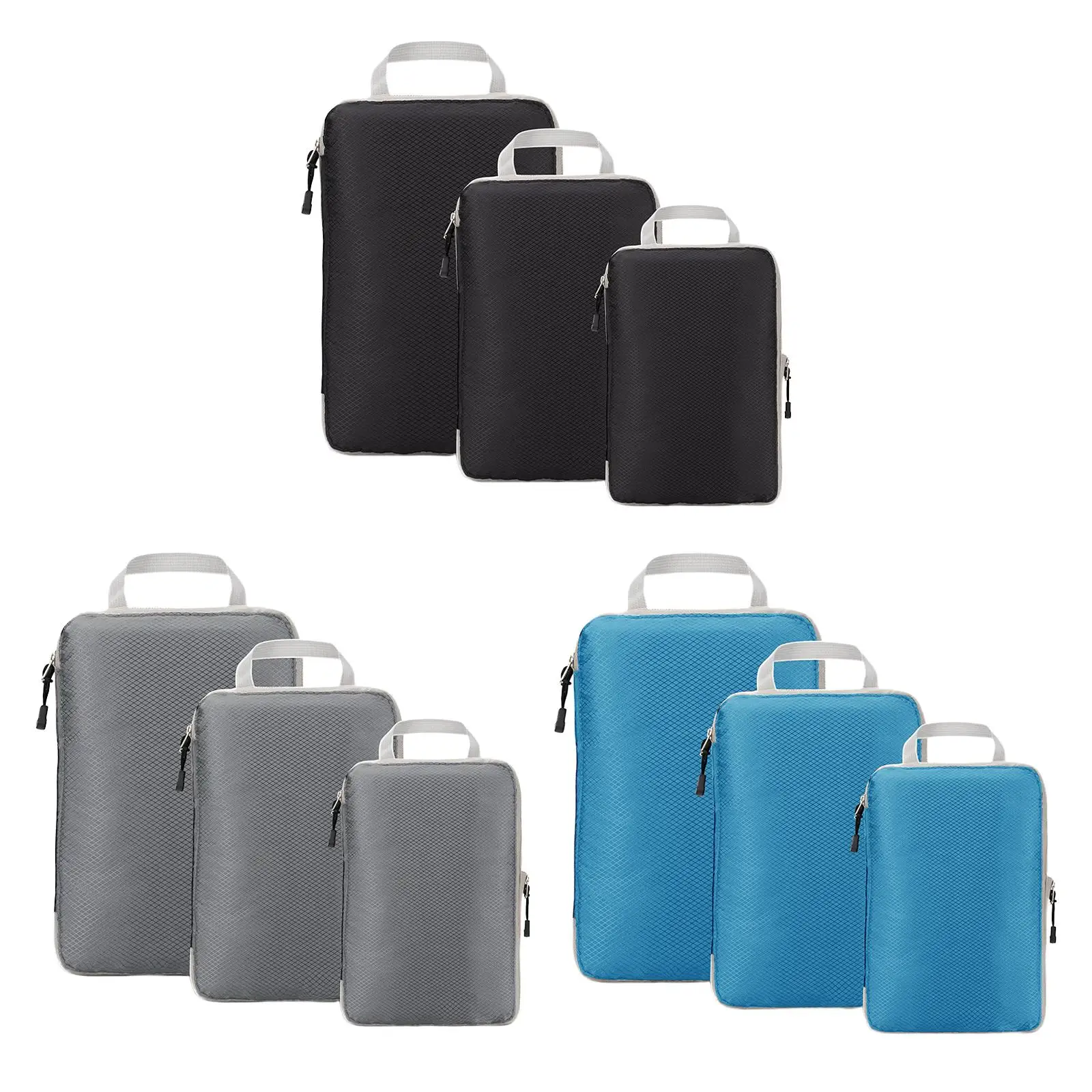 3Pcs Compression Packing Cubes Bags Set Luggage Organizers Travel Carry for Suitcases Clothes Accessories Traveling
3Pcs Compression Packing Cubes Bags Set Luggage Organizers Travel Carry for Suitcases Clothes Accessories Traveling