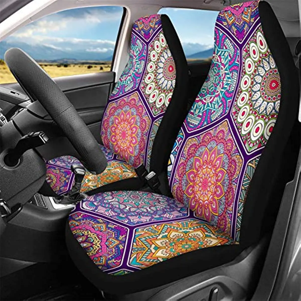Decorative Colorful Mandalas Patchwork Boho Flower Pattern Car Seat Covers Set of for 2 Front Seats,Auto Accessories Pr 
Decorative Colorful Mandalas Patchwork Boho Flower Pattern Car Seat Covers Set of for 2 Front Seats,Auto Accessories Pr