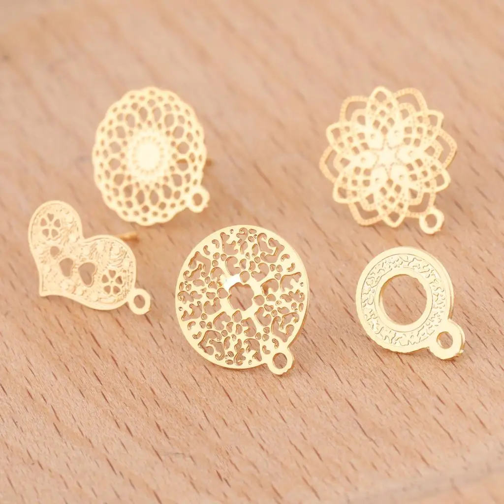 10pcs Stainless Steel Gold Plated Round Flower Filigree Post Earring Connector Findings Diy Jewelry Making Accessories
10pcs Stainless Steel Gold Plated Round Flower Filigree Post Earring Connector Findings Diy Jewelry Making Accessories