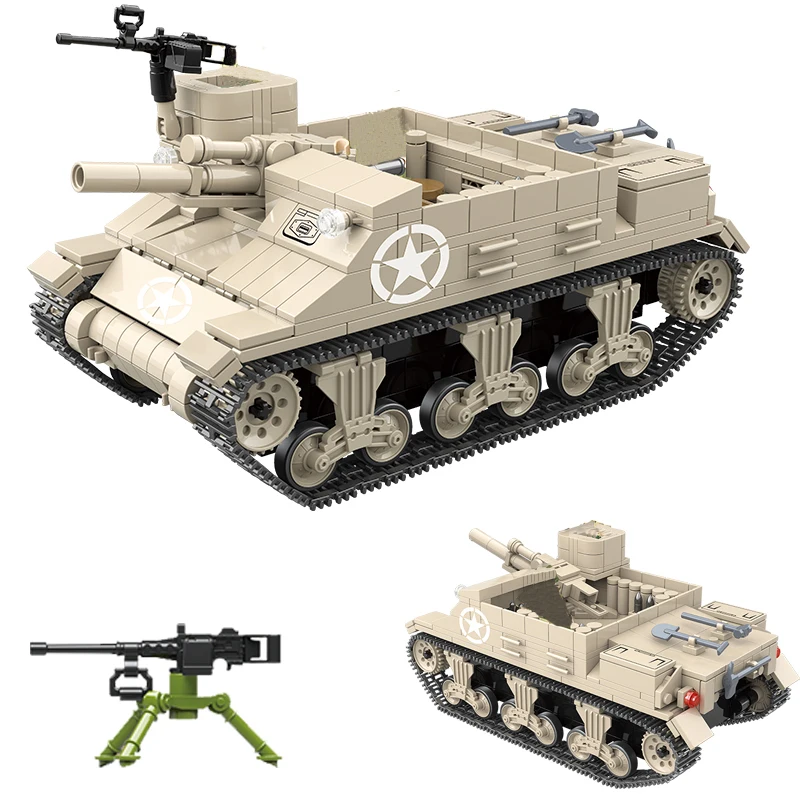 702pcs WW2 Military Tank M7B1 M7 Building Blocks Kit Bricks Classic Army Weapon Model Boys Toys Gift
702pcs WW2 Military Tank M7B1 M7 Building Blocks Kit Bricks Classic Army Weapon Model Boys Toys Gift