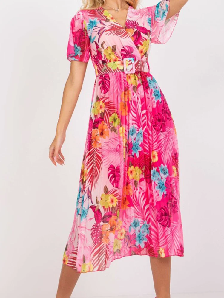 

Модное Вечернее плиссированное платье средней длины контрастных цветов с принтом, Элегантное повседневное женское Привлекательное платье...