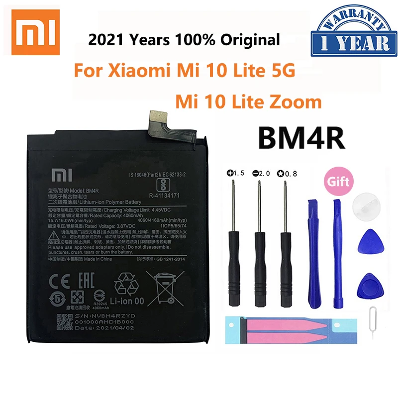 100% Original XIAO MI BM4R 4160mAh Phone Battery For Xiaomi Mi 10 Lite 10Lite 5G Zoom Replacement Batteries Bateria
100% Original XIAO MI BM4R 4160mAh Phone Battery For Xiaomi Mi 10 Lite 10Lite 5G Zoom Replacement Batteries Bateria