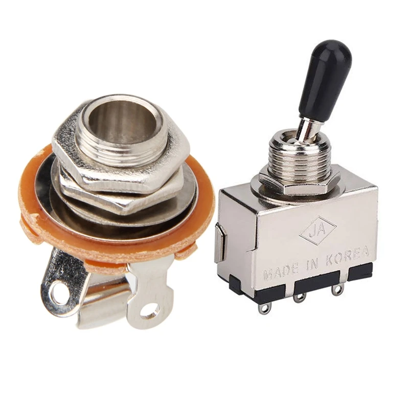 1 гитарный 3-ходовой переключатель, 3-ходовой переключатель с черной ручкой и 1x1/4 6,35 мм 2-проводное моношасси 
1 гитарный 3-ходовой переключатель, 3-ходовой переключатель с черной ручкой и 1x1/4 6,35 мм 2-проводное моношасси