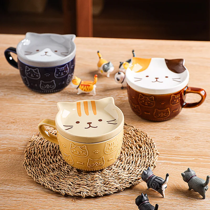 Japanese-Style Cartoon Porcelain Mug with Lid Household Cups Coffee Cup Breakfast Cup Student Milk Cup Relief Craft
Japanese-Style Cartoon Porcelain Mug with Lid Household Cups Coffee Cup Breakfast Cup Student Milk Cup Relief Craft