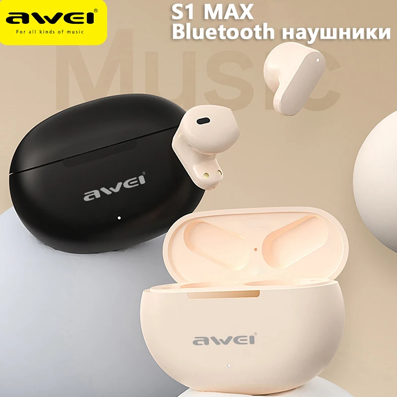 

Awei S1 MAX Earphones Bluetooth 5.3 Wireless Earbuds In-Ear Touch Control Headphones With Mic Gaming наушники беспроводные