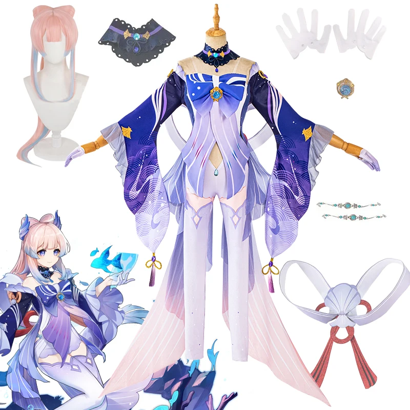 Game Genshin Impact Sangonomiya Kokomi Cosplay Costume Fancy Dress Outfit Full Set Kokomi Wig Halloween Party Costumes for Women 
Game Genshin Impact Sangonomiya Kokomi Cosplay Costume Fancy Dress Outfit Full Set Kokomi Wig Halloween Party Costumes for Women