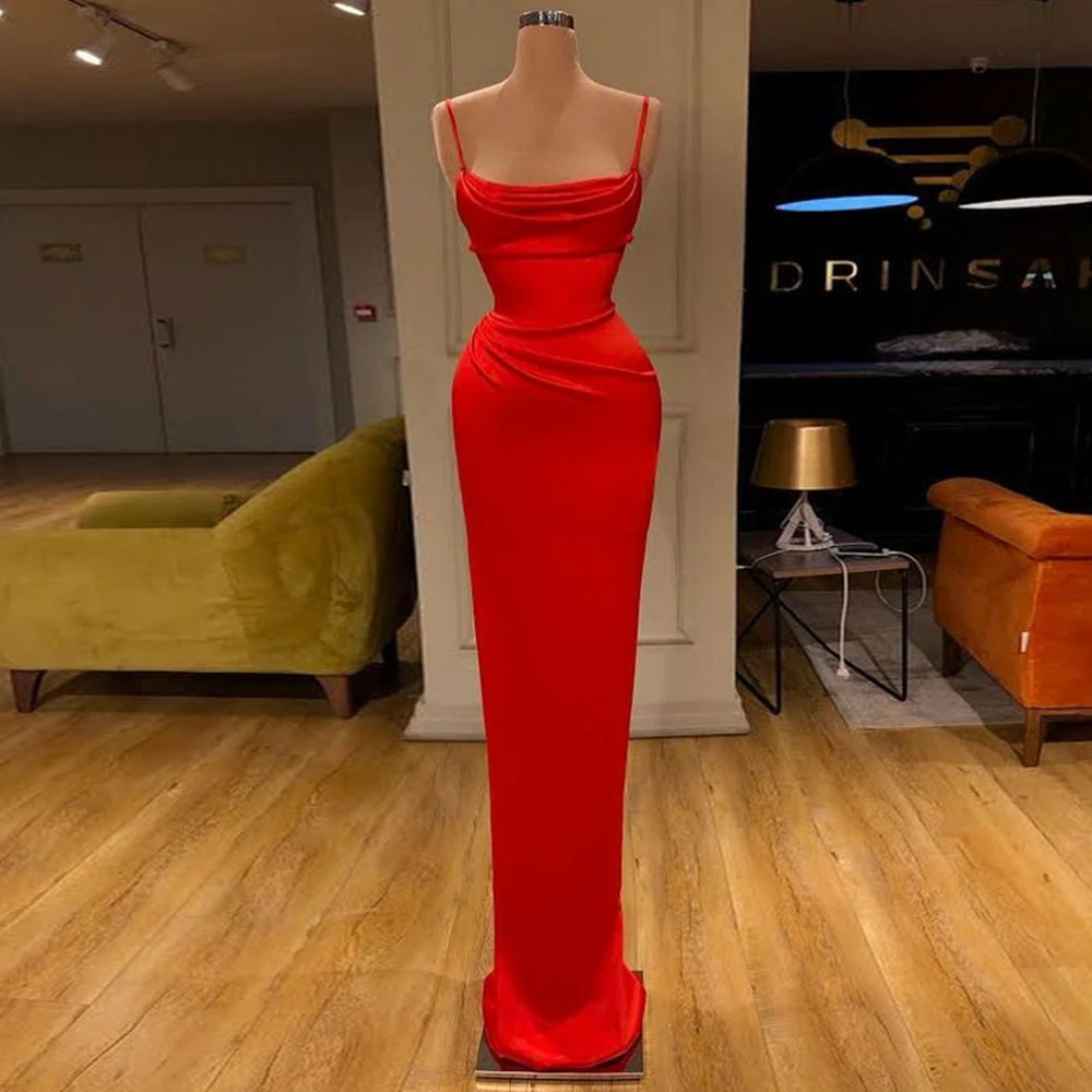 Elegant Women's Red Sheath Spaghetti Straps Evening Dress Floor Length Sleeveless Prom Gown Satin Pleats Part Dress for Wedding
Elegant Women's Red Sheath Spaghetti Straps Evening Dress Floor Length Sleeveless Prom Gown Satin Pleats Part Dress for Wedding