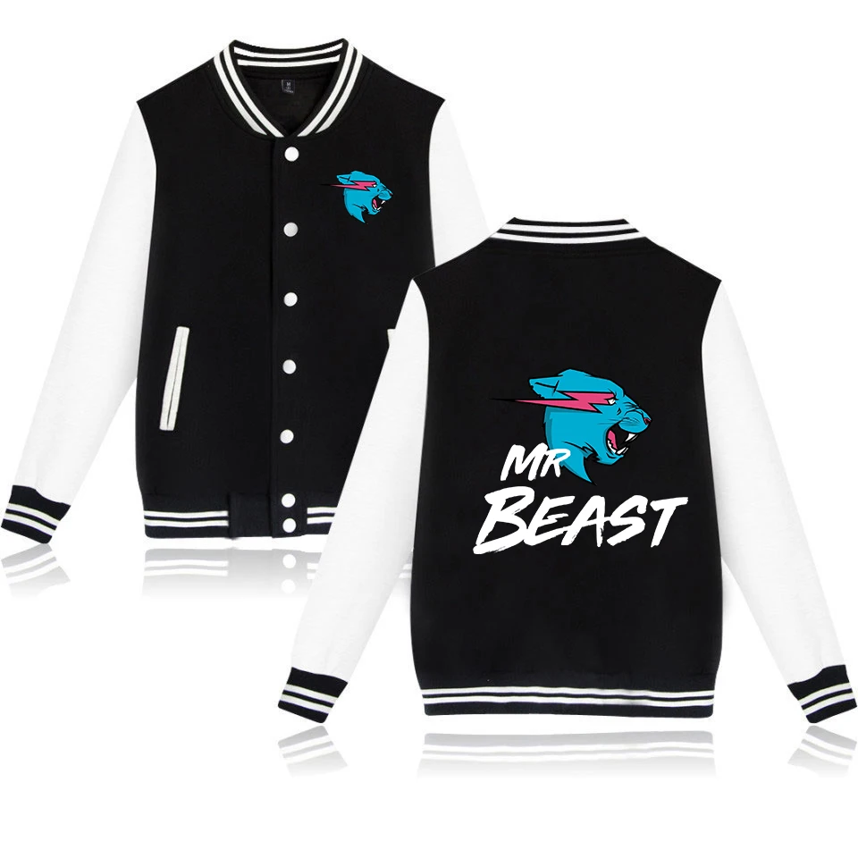 Mr Beast Varsity Baseball Bomber Jacket Men Women Hip Hop Harajuku Jackets Streetwear Boys Girls Loose College Coats
Mr Beast Varsity Baseball Bomber Jacket Men Women Hip Hop Harajuku Jackets Streetwear Boys Girls Loose College Coats