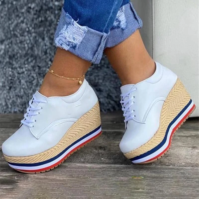 Vulcanize Shoes Women Sneakers Ladies Solid Color Wedge Thick Shoes Round Toe Lace-Up Comfortable Platform Sneakers 2022 Fashion
Vulcanize Shoes Women Sneakers Ladies Solid Color Wedge Thick Shoes Round Toe Lace-Up Comfortable Platform Sneakers 2022 Fashion