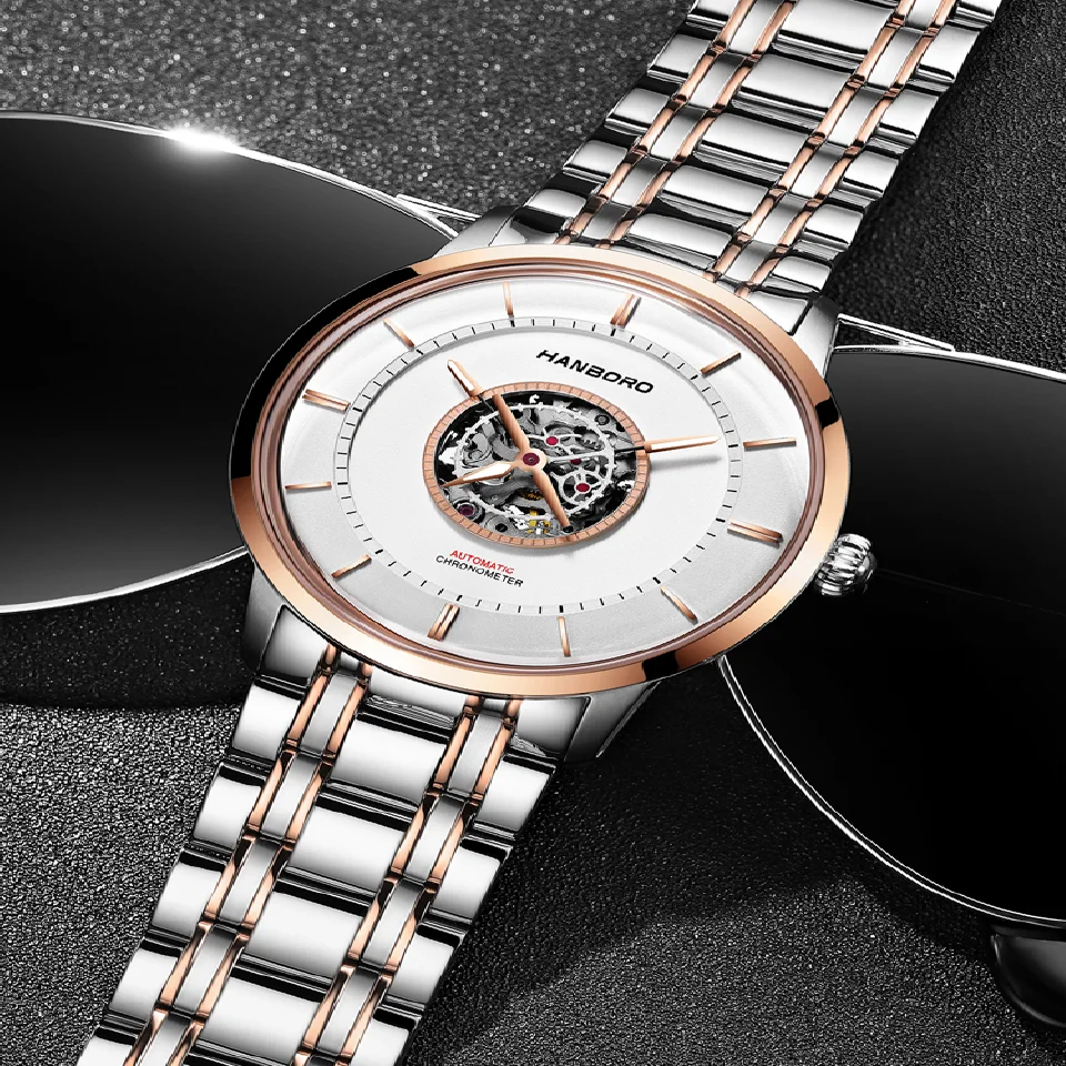 HANBORO New Men full-automatic mechanical Wristwatch Stainless Steel Men Waterproof watch Watches business reloj hombre
HANBORO New Men full-automatic mechanical Wristwatch Stainless Steel Men Waterproof watch Watches business reloj hombre