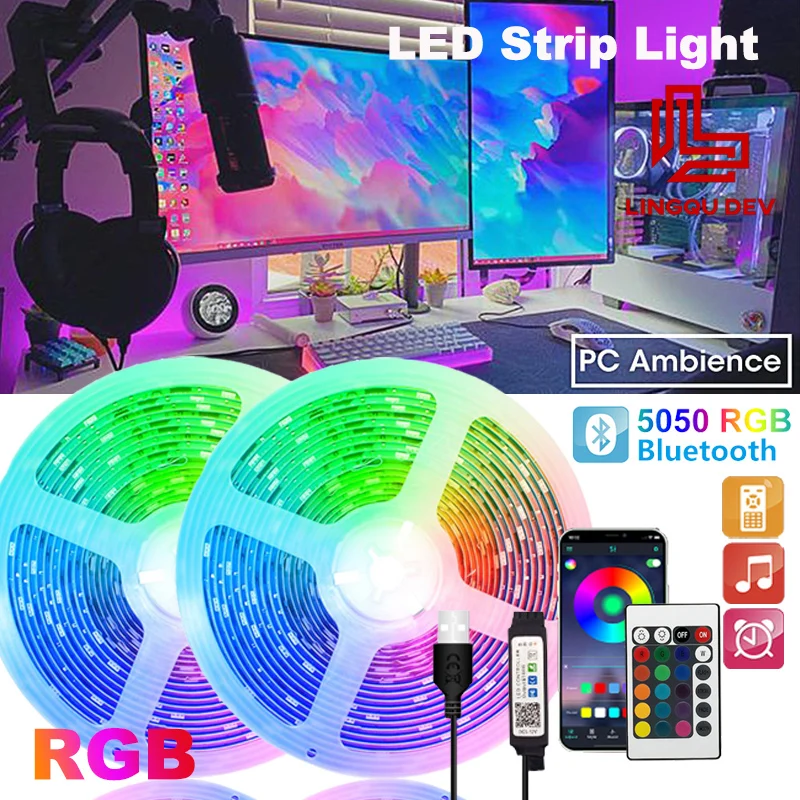 LED Strip Light for Room Bluetooth Control LED Tape Color RGB 5050 LED 10m 15m 20m 30m DC5V USB LED Strip TV Backlight Decor
LED Strip Light for Room Bluetooth Control LED Tape Color RGB 5050 LED 10m 15m 20m 30m DC5V USB LED Strip TV Backlight Decor