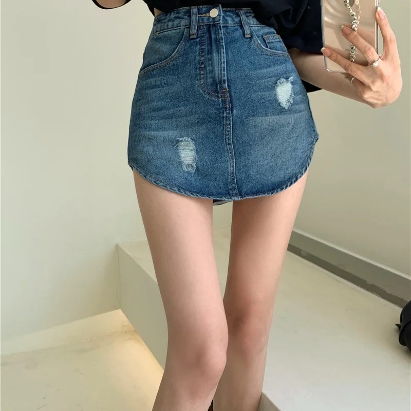 Ripped Irregular Aesthetic Bodycon High Waist Tight Denim Skirt Inner Short Jeans Cloth Sexy Street Clothing Hotpant Harajuku
Ripped Irregular Aesthetic Bodycon High Waist Tight Denim Skirt Inner Short Jeans Cloth Sexy Street Clothing Hotpant Harajuku