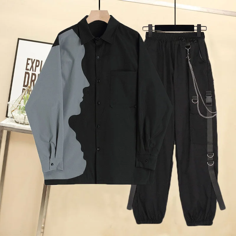 Spring 2022 Women Long Sleeve Polo Collar Shirts+chain Cargo Pants Two Piece Sets Harajuku Streetwear Gothic Suits For Women
Spring 2022 Women Long Sleeve Polo Collar Shirts+chain Cargo Pants Two Piece Sets Harajuku Streetwear Gothic Suits For Women