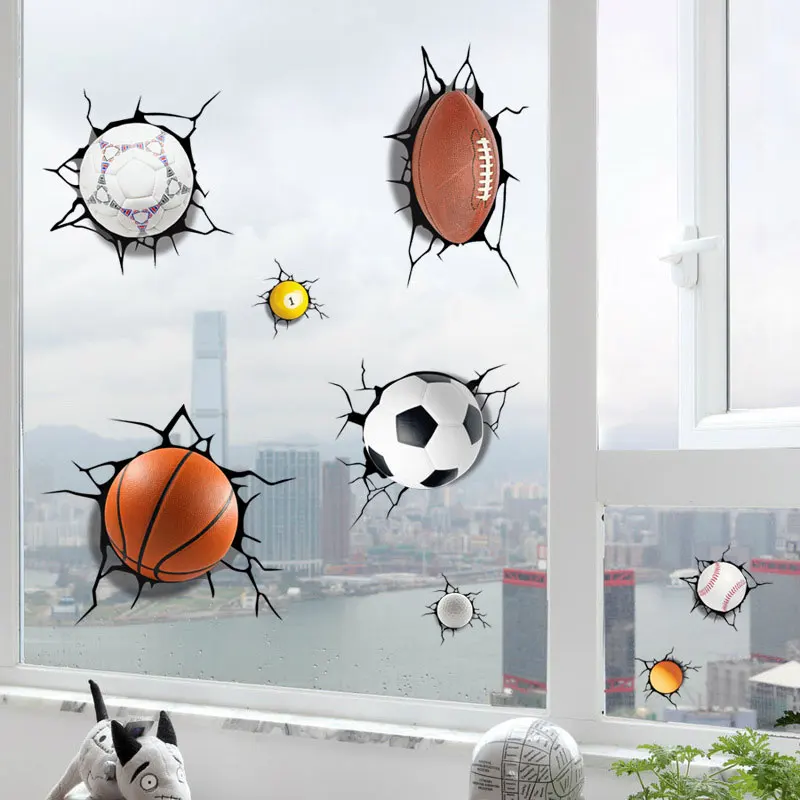 

Batch Bola 3D Stiker Dinding Sepak Bola Basket Stiker Jendela Decals Rumah Boy Room Ruang Tamu Olahraga Dekorasi Mural 50x70cm