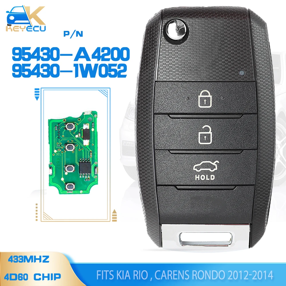 KEYECU P/N: 95430-A4200 , 95430-1W052 обновленный пульт дистанционного управления Fob 433 МГц ID60 6F чип для KIA Carens Rondo 2012 +, RIO 2011-2014
KEYECU P/N: 95430-A4200 , 95430-1W052 обновленный пульт дистанционного управления Fob 433 МГц ID60 6F чип для KIA Carens Rondo 2012 +, RIO 2011-2014