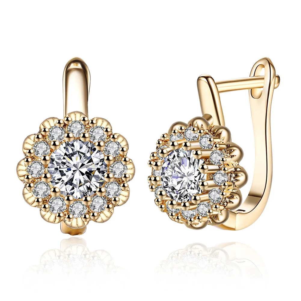 Full Zircon Flower Earrings High Quality Zircon Stud Earrings For Women Korean Earing Jewelry Gold Silver Color Earring CF307
Full Zircon Flower Earrings High Quality Zircon Stud Earrings For Women Korean Earing Jewelry Gold Silver Color Earring CF307