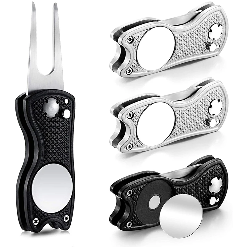 4 Pcs Golf Repair Tool Stainless Steel Foldable Golf Divot Tool Golf Up Button Tool Golf Ball Marker
4 Pcs Golf Repair Tool Stainless Steel Foldable Golf Divot Tool Golf Up Button Tool Golf Ball Marker