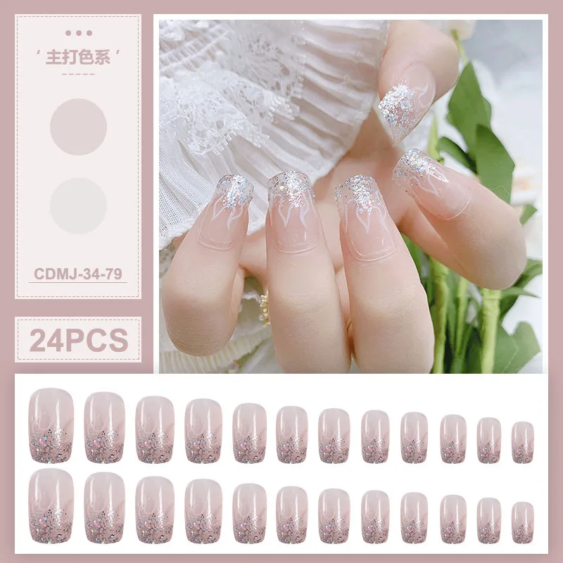24Pcs Short Press on False Nails Artificial Nails Full Cover for Ballet French Style White Side Design Set Free Shipping Item
24Pcs Short Press on False Nails Artificial Nails Full Cover for Ballet French Style White Side Design Set Free Shipping Item
