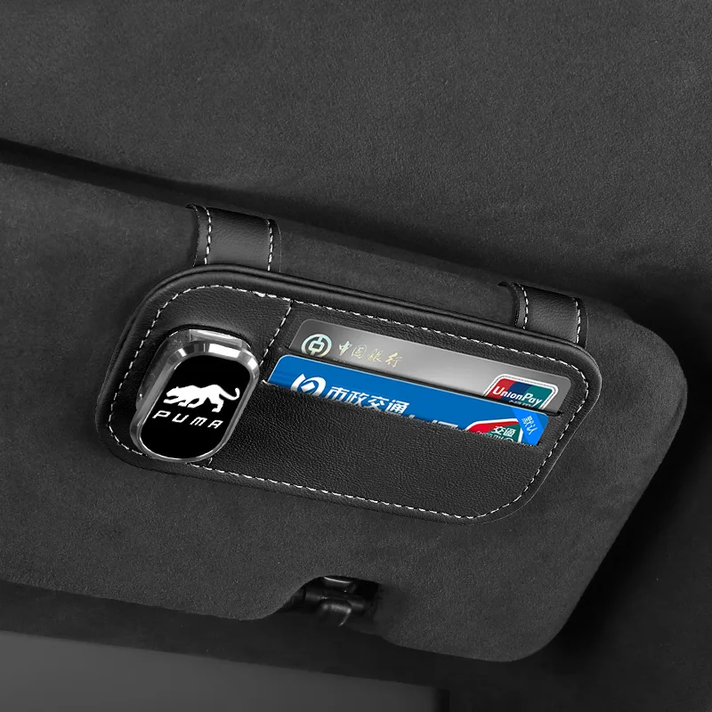

Верхний слой из воловьей кожи автомобильный солнцезащитный козырек держатель для солнцезащитных очков отделка для карт сумка для хранения подходит для Ford PUMA многофункциональный зажим для очков