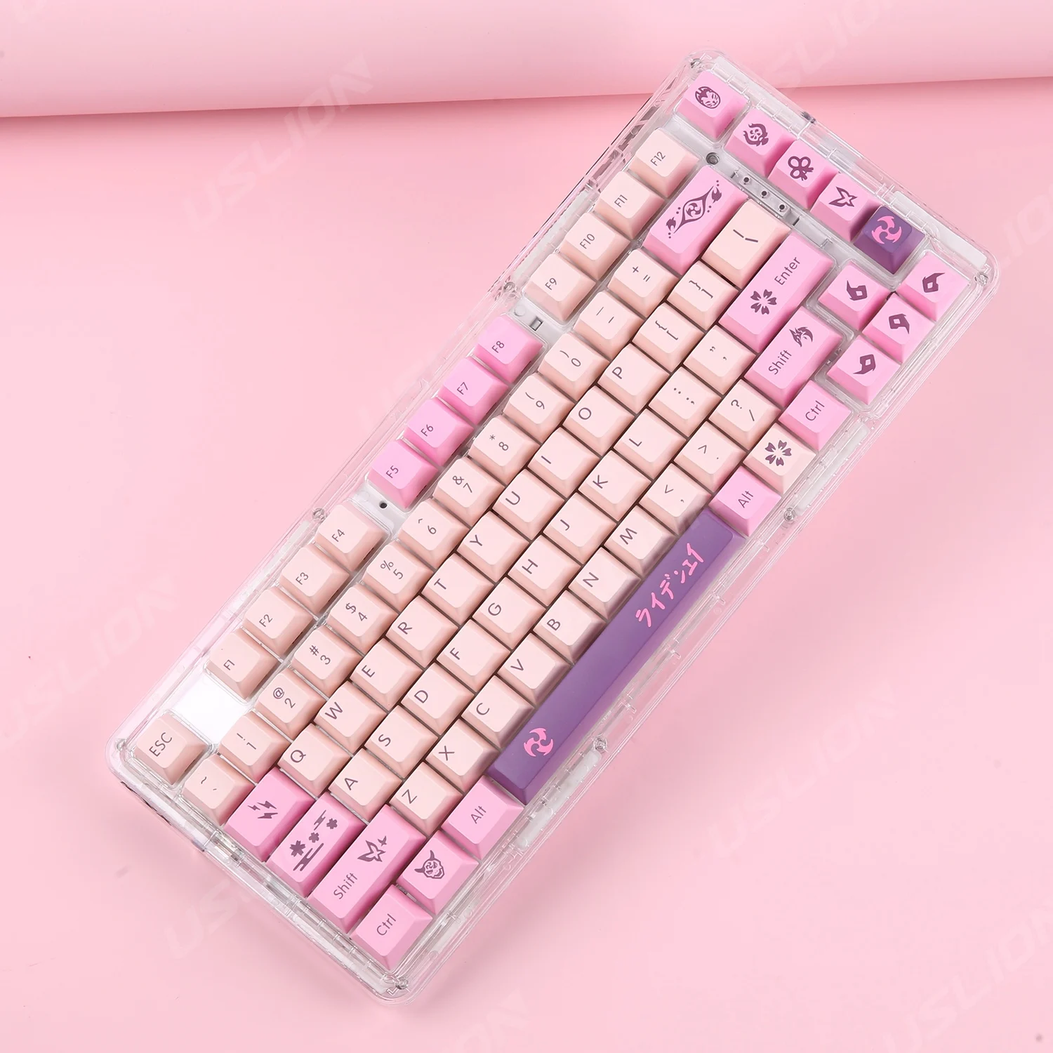 

134 Keys Pink Sakura Theme Cherry Profile Keycaps PBT Key Cap for 61/64/68/78/84/87/96/104/108 Layout Gaming Mechanical Keyboard