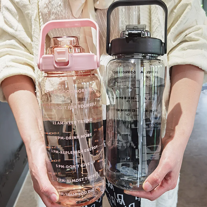 2 Liter Water Bottle with Straw Female Girls Large Portable Travel Bottles Sports Fitness Cup Summer Cold Water with Time Scale
2 Liter Water Bottle with Straw Female Girls Large Portable Travel Bottles Sports Fitness Cup Summer Cold Water with Time Scale