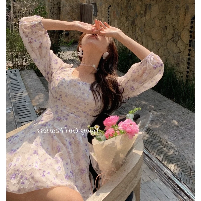 Long Sleeve Dress Women Floral Ruffle Elegant Sweet Harajuku Spring Chic Holiday Clothing Fashion Vintage French Dress
Long Sleeve Dress Women Floral Ruffle Elegant Sweet Harajuku Spring Chic Holiday Clothing Fashion Vintage French Dress