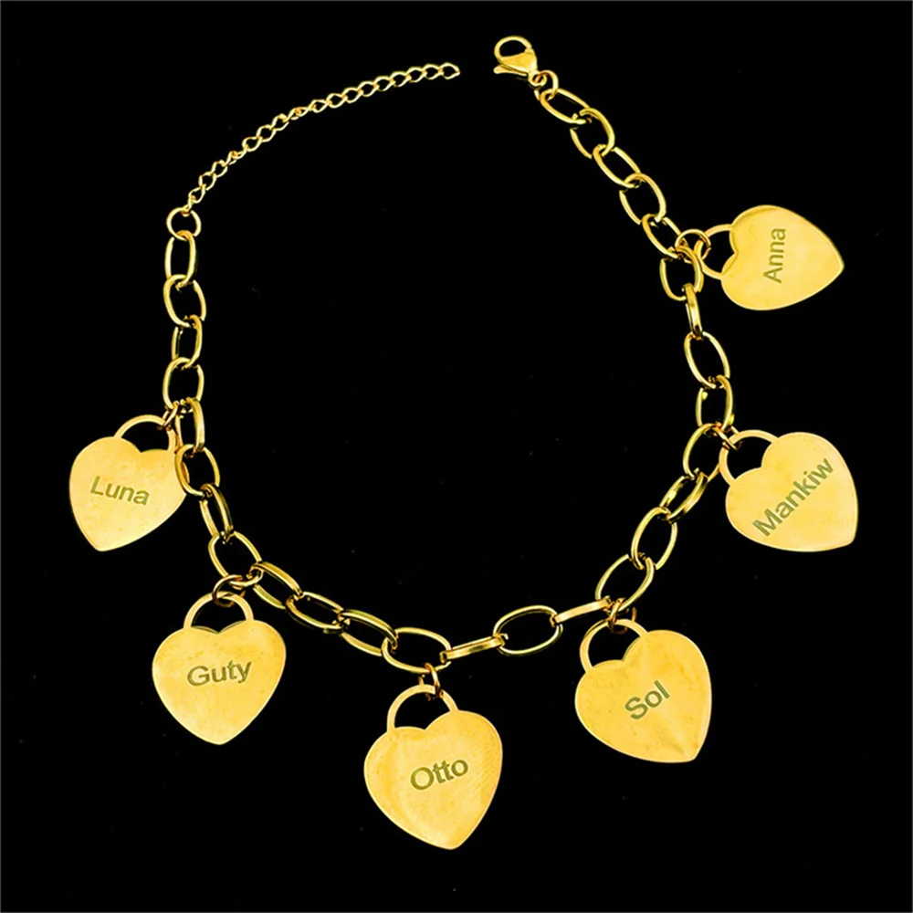 Customized 1-6 Names Bracelet for Women New Fashion Stainless Steel Heart Pendant Carving Word Personality Bracelet Mom Gift
Customized 1-6 Names Bracelet for Women New Fashion Stainless Steel Heart Pendant Carving Word Personality Bracelet Mom Gift